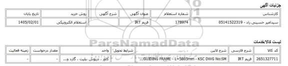 استعلام الکترونیکی، فریم IRT
