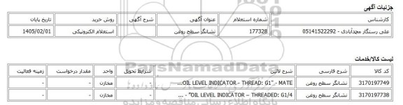 استعلام الکترونیکی، نشانگر سطح روغن