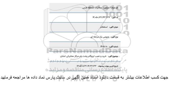 استعلام خرید و نصب ایزوگام پشت بام مراکز مخابراتی