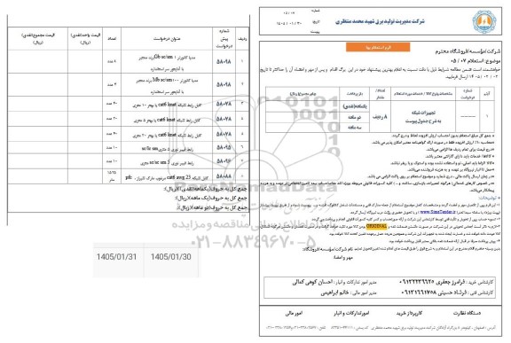 استعلام تجهیزات شبکه