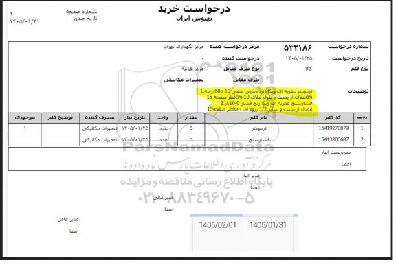 استعلام ترمومتر عقربه ای ویکا رنج دمایی منفی 10 تا 60 درجه...