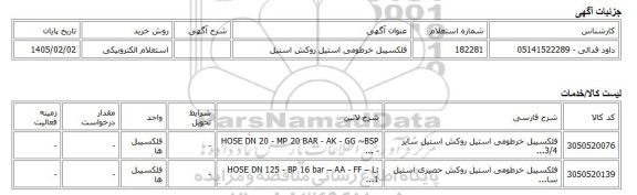 استعلام الکترونیکی، فلکسیبل خرطومی استیل روکش استیل