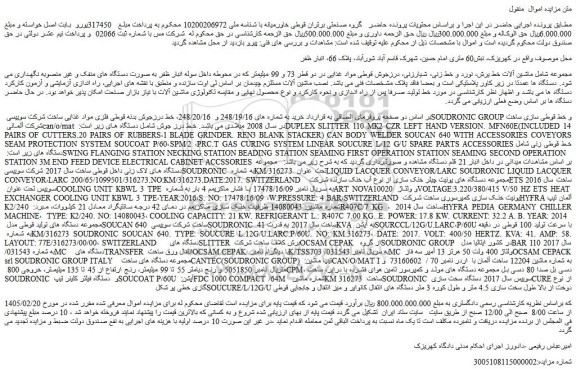 مزایده ماشین آلات خط یرش، نورد و خط زنی، شیارزنی