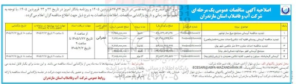 اصلاحیه مناقصه آبرسانی مجتمع میخ ساز..
