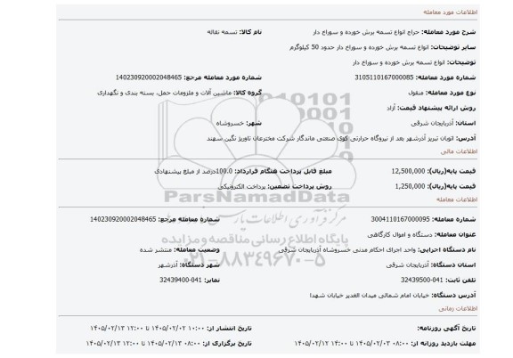مزایده، انواع تسمه برش خورده و سوراخ دار