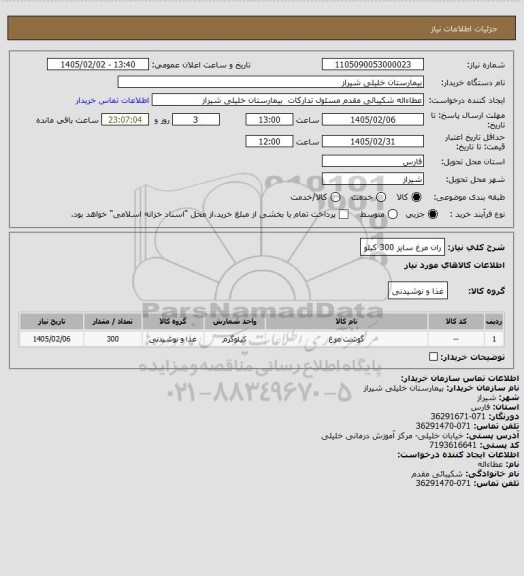 استعلام ران مرغ سایز 300 کیلو