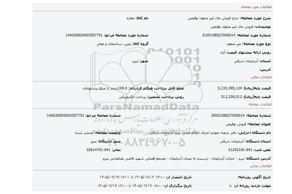 مزایده، فروش مال غیر منقول توقیفی