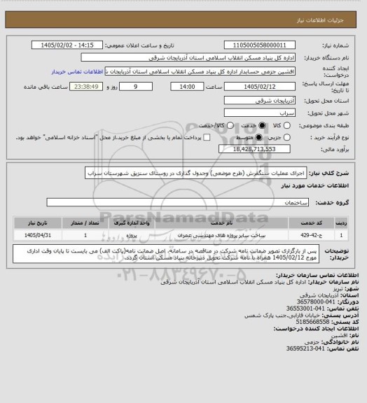 استعلام اجرای عملیات سنگفرش (طرح موضعی) وجدول گذاری  در روستای سنزیق شهرستان سراب
