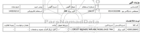استعلام الکترونیکی، کلید بریکر ABB
