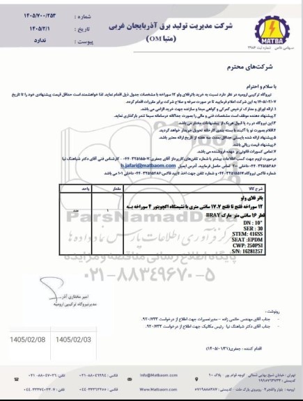 استعلام خرید باتر فلای ولو 12 سوراخه