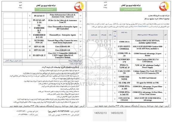 استعلام خرید سوئیچ سیسکو