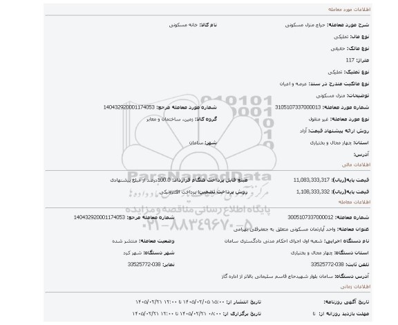مزایده، منزل مسکونی