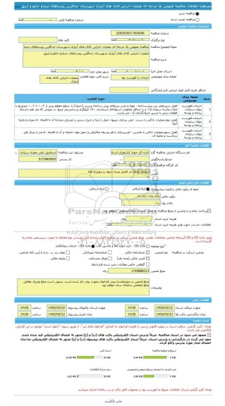مناقصه، مناقصه عمومی یک مرحله ای عملیات اجرایی کانال های آبیاری شهرستان خداآفرین روستاهای شجاع خانلو و ابریق
