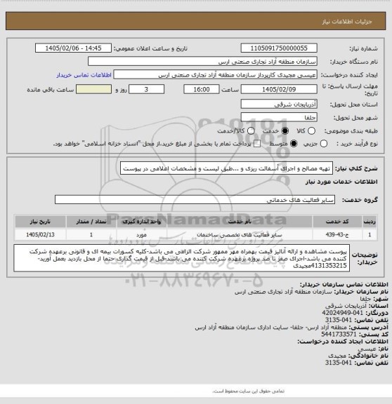 استعلام تهیه مصالح و اجرای آسفالت ریزی و ...طبق لیست و مشخصات اعلامی در پیوست