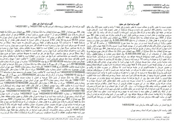 مزایده سه دانگ مشاع از ششدانگ یک قطعه آپارتمان 