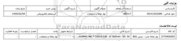استعلام الکترونیکی، نوار نقاله و متعلقات