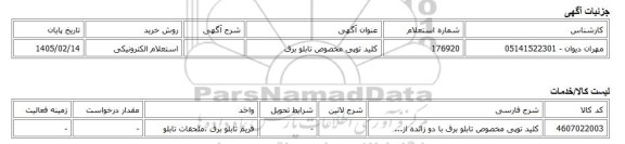 استعلام الکترونیکی، کلید توپی مخصوص تابلو برق