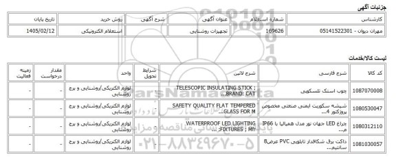 استعلام الکترونیکی، تجهیزات روشنایی