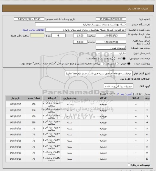 استعلام درخواست نخ های جراحی نسیه می باشد اعتلار لازم فعلا نداریم
