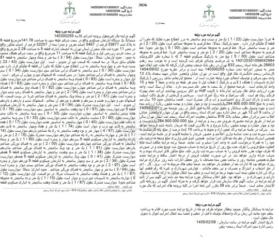 مزایده ششدانگ یک دستگاه آپارتمان مسکونی