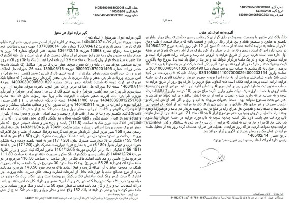 مزایده مقدار چهل و پنج صدم دانگ مشاع از شش دانگ یک قطعه خانه 