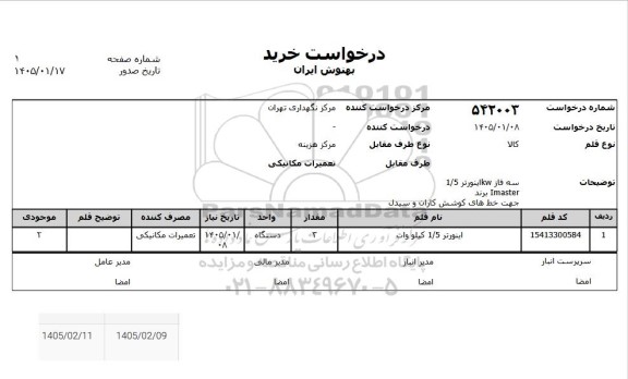 استعلام سه فاز KW اینورتر 1/5 Imaster برند جهت خط های کوشش کاران و سیدل