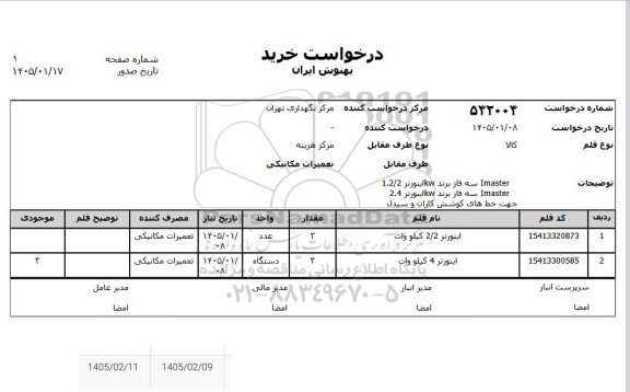 استعلام Imaster سه فاز برند KW اینورتر 1.2/2   Imaster سه فاز برند KW اینورتر 2.4 جهت خط های کوشش کاران و سیدل