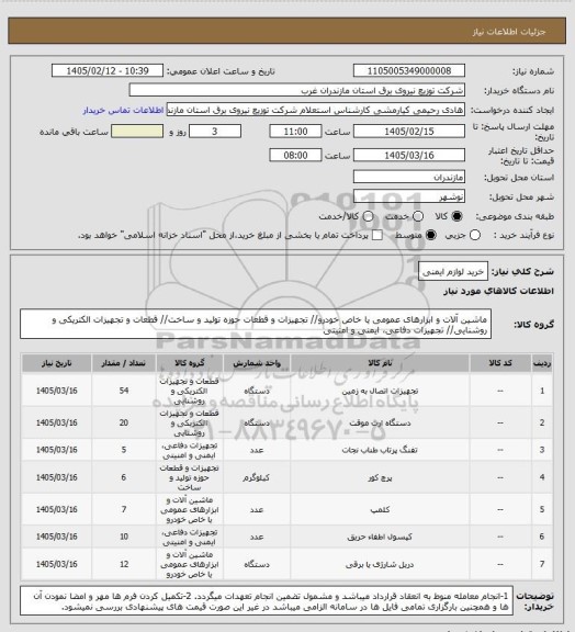 استعلام خرید لوازم ایمنی