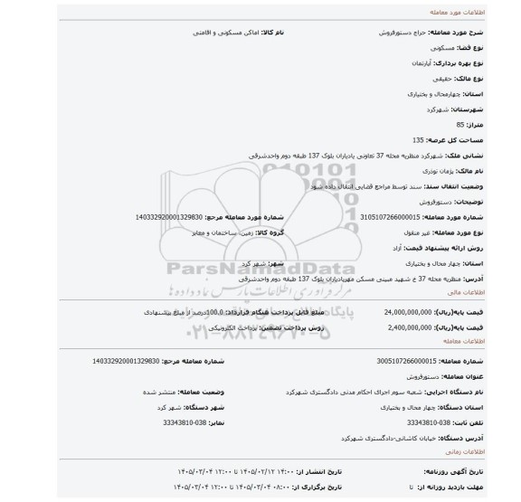 مزایده، دستورفروش