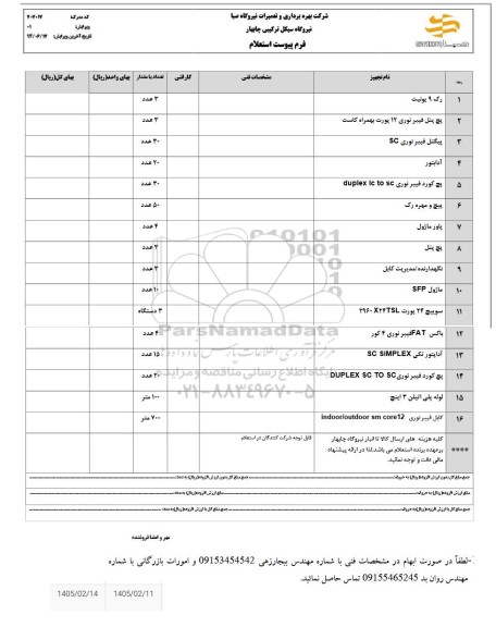 استعلام رک 9 یونیت و....