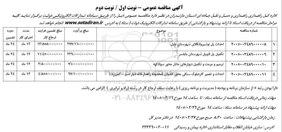 مناقصه احداث پل ....