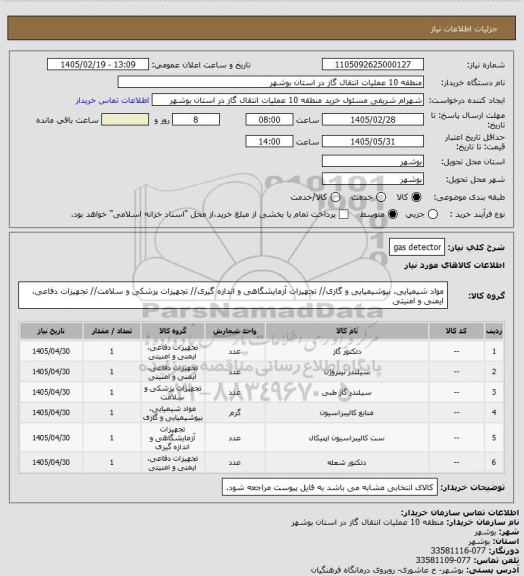 استعلام gas detector
