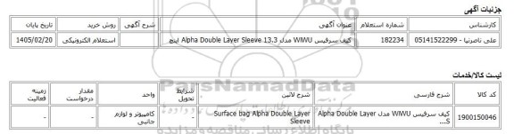 استعلام الکترونیکی، کیف سرفیس WiWU مدل Alpha Double Layer Sleeve 13.3 اینچ