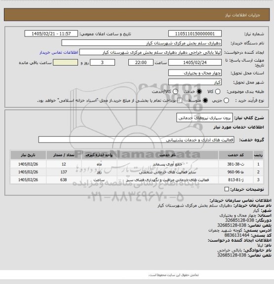 استعلام برون سپاری نیروهای خدماتی