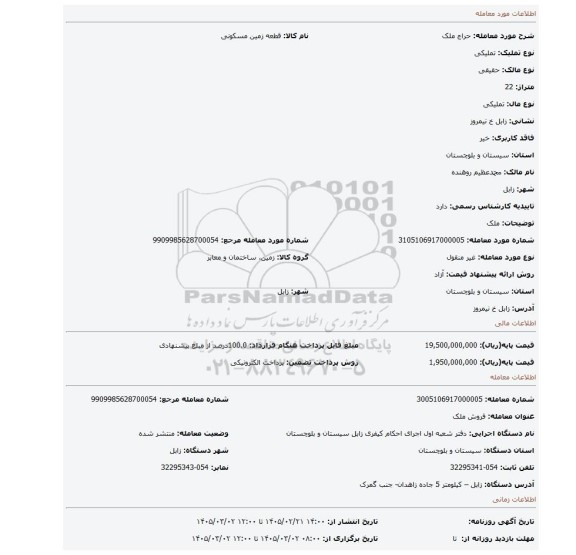 مزایده، ملک
