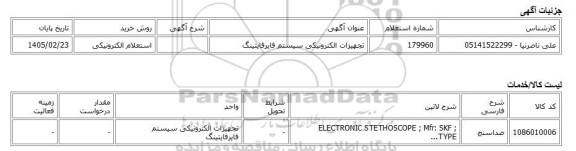 استعلام الکترونیکی، تجهیزات الکترونیکی سیستم فایرفایتینگ