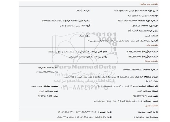 مزایده، فروش مال محکوم علیه