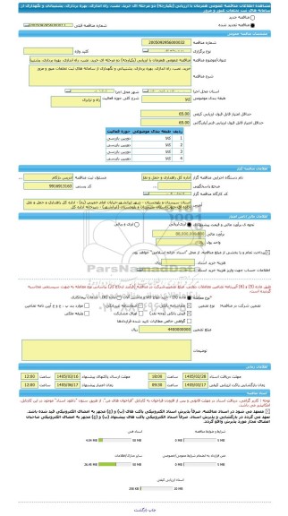 مناقصه، مناقصه عمومی همزمان با ارزیابی (یکپارچه) دو مرحله ای خرید، نصب، راه اندازی، بهره برداری، پشتیبانی و نگهداری از سامانه های ثبت تخلفات عبور و مرور