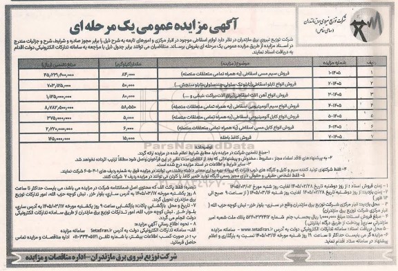مزایده فورش لوازم اسقاطی ....