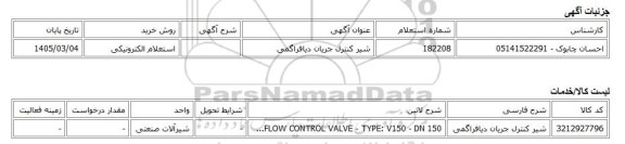 استعلام الکترونیکی، شیر کنترل جریان دیافراگمی