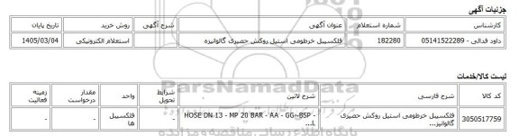 استعلام الکترونیکی، فلکسیبل خرطومی استیل روکش حصیری گالوانیزه