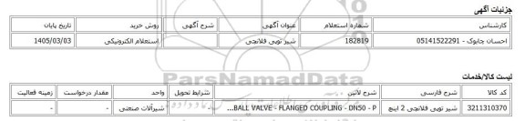 استعلام الکترونیکی، شیر توپی فلانچی