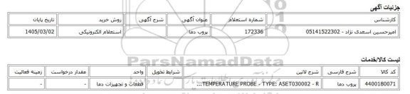 استعلام الکترونیکی، پروب دما