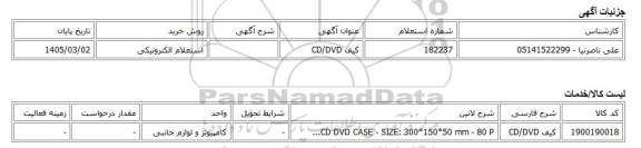استعلام الکترونیکی، کیف CD/DVD