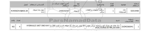 استعلام جک هیدرولیک