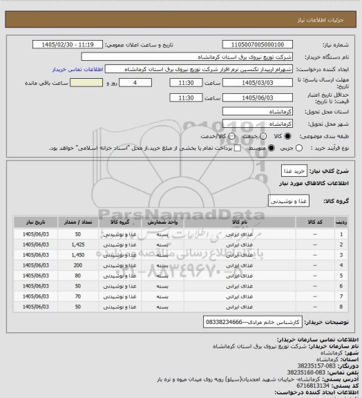 استعلام خرید غذا