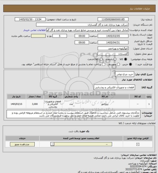 استعلام خرید چراغ تونلی