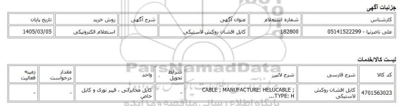 استعلام الکترونیکی، کابل افشان روکش لاستیکی