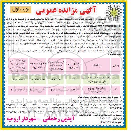 مزایده اجاره کیوسک - کانکس فلزی - با کاربری سوپرمارکت...