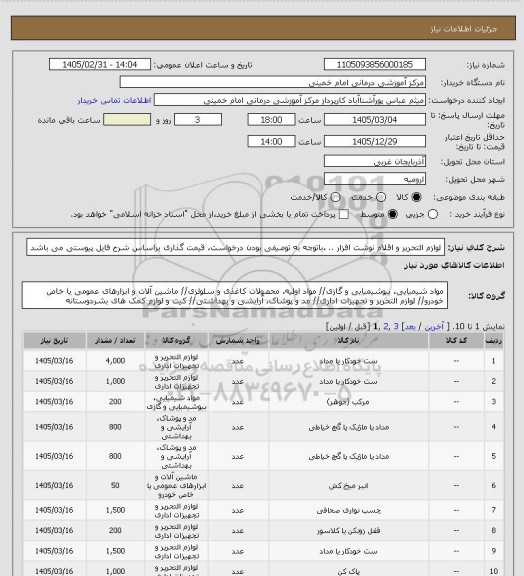 استعلام لوازم التحریر و اقلام نوشت افزار .. ،باتوجه به توصیفی بودن درخواست، قیمت گذاری براساس شرح فایل پیوستی می باشد